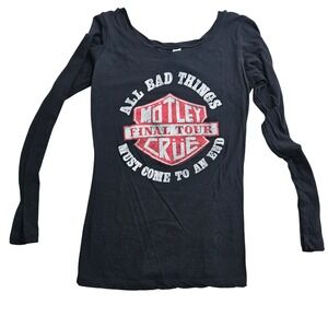 Pima Apparel Motley Crue Shirt Women Large Black Final Tour Long Sleeve Graphic